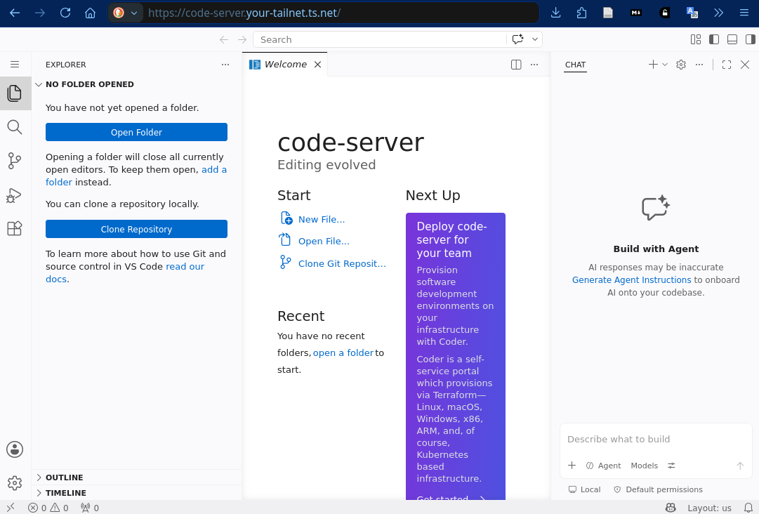 Remote code-server setup diagram